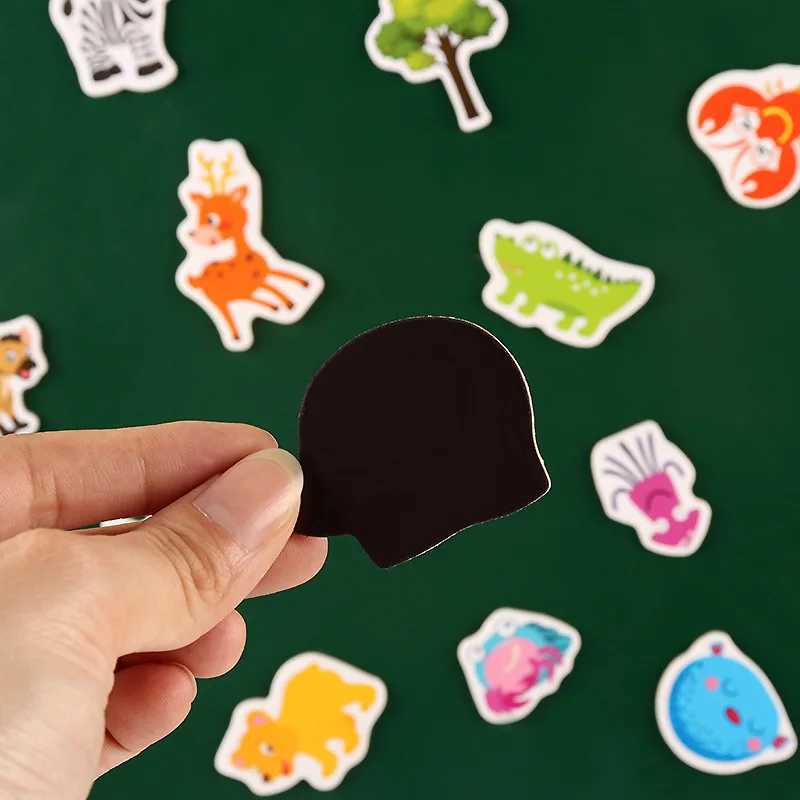 Fridge Magnets Cartoon Animal Magnets for Kids Learning Wooden Fridge Magnets for Children Toy Decorative Whiteboard Sticker