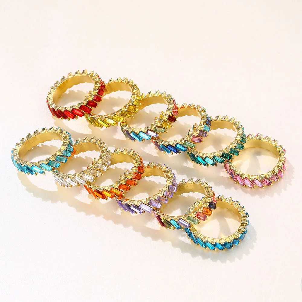 Wedding Rings VG 6YM Hoogwaardige Rainbow Ring Cubic Engagement Ring For Women Eternity Colors Ring Females Sieraden Accessoires Groothandel