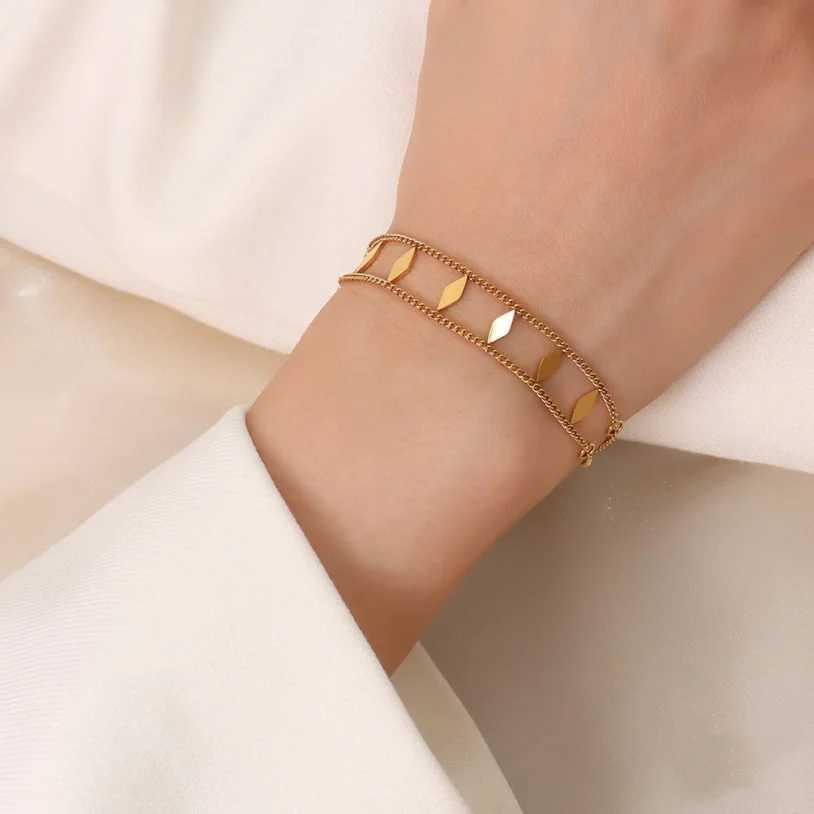 Bracelet 316l en acier inoxydable Nouvelle mode bijoux haut de gamme minimalisme japon japon corée souder rhombus bracelet chaîne bracelet bracelet for women