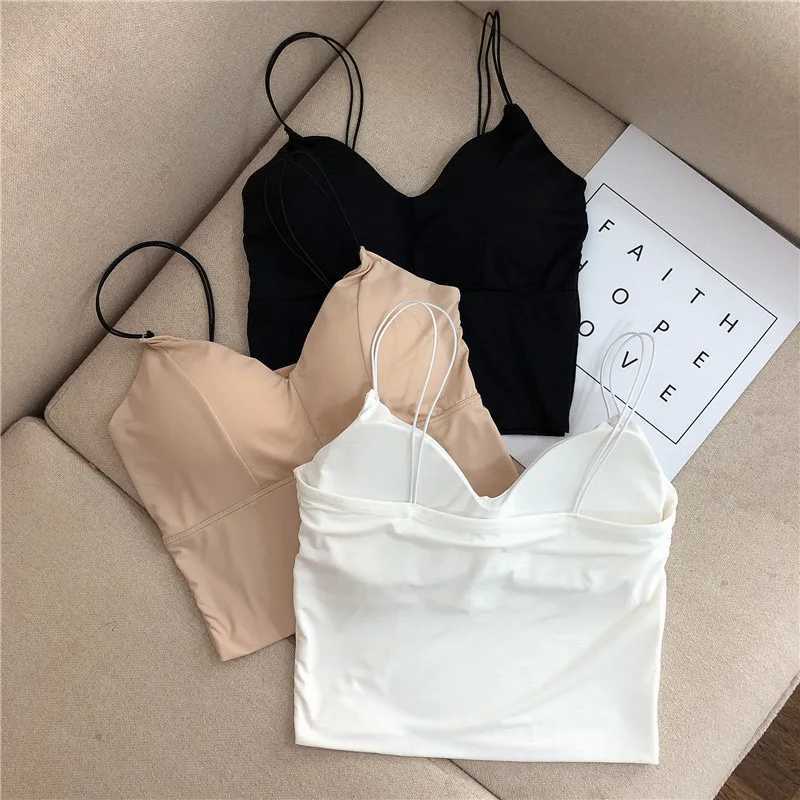 Tanks pour femmes Silk Ice Silk pour femmes Summer Souffable Comfort sous-vêtements Filles Crops Crops Vest Female Black Sexy Tube Tops Bras blancs