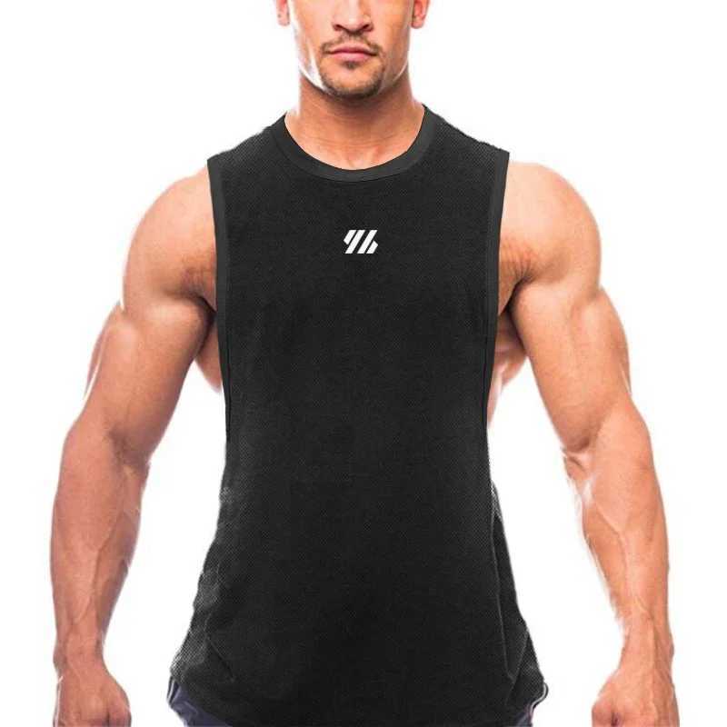 Men's Tank Tops Muscle Guys Summer Fashion Mesh Quick Dry Vest Mens Gym Clothing Bodybuilding Fitness Tank Top Slveless Shirt Workout Singlets Y240507