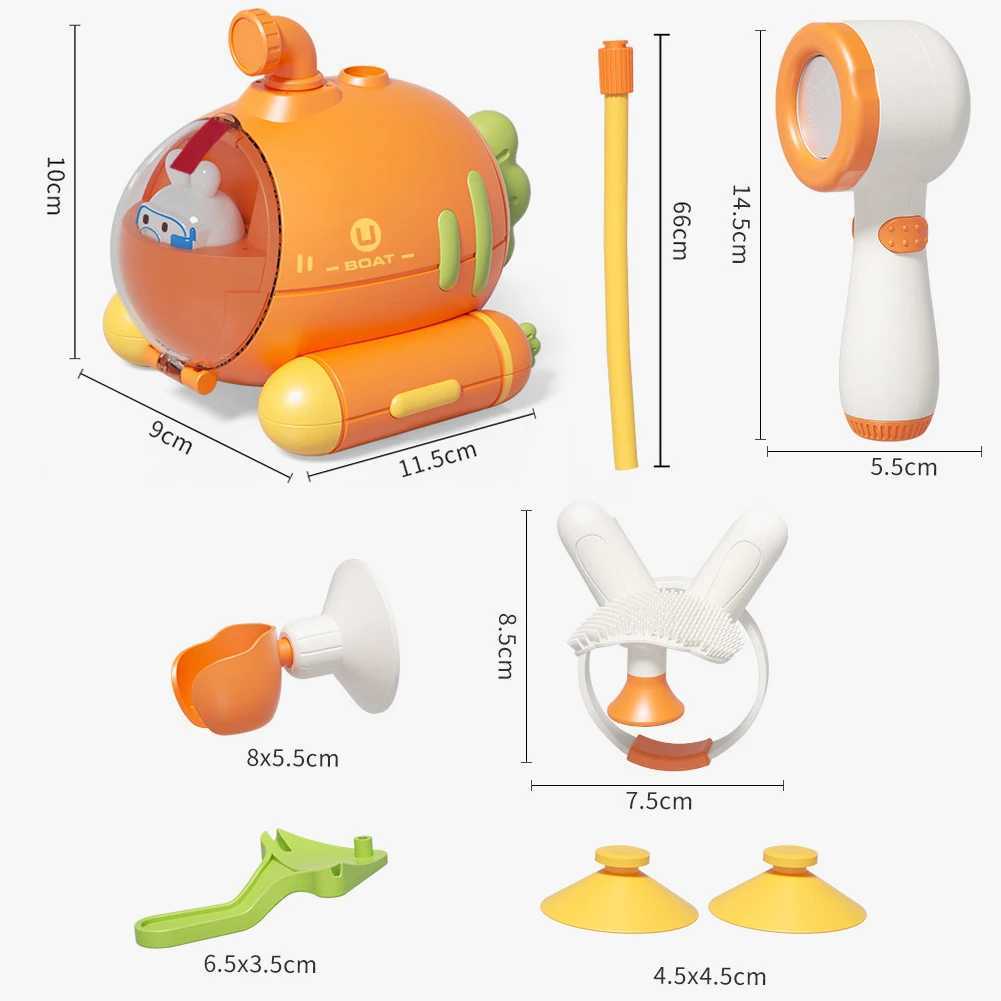 Jouets de bain pour bébé baignoire cassette de douche carotte carotte de pompe à eau électrique arrosage réglable baignoire baignoire baignoire paillette