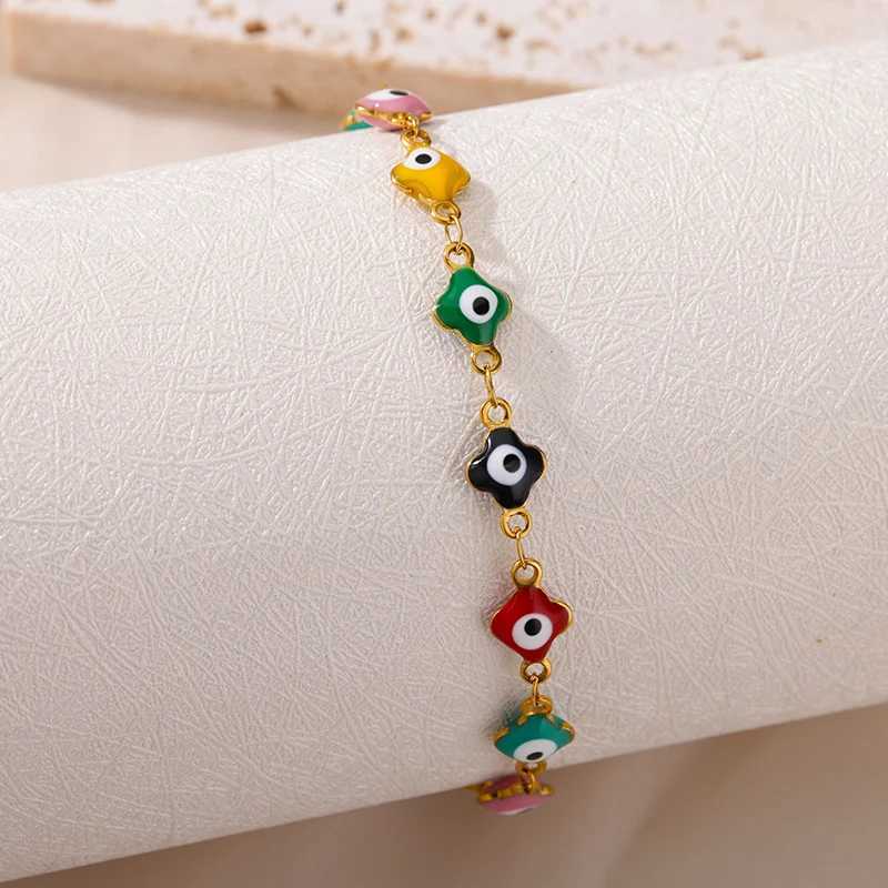 Pulseira peru de olho mal panorâmica para mulheres aço inoxidável cadeia de cores prata fina pulseiras femininas boho jóias de jóias