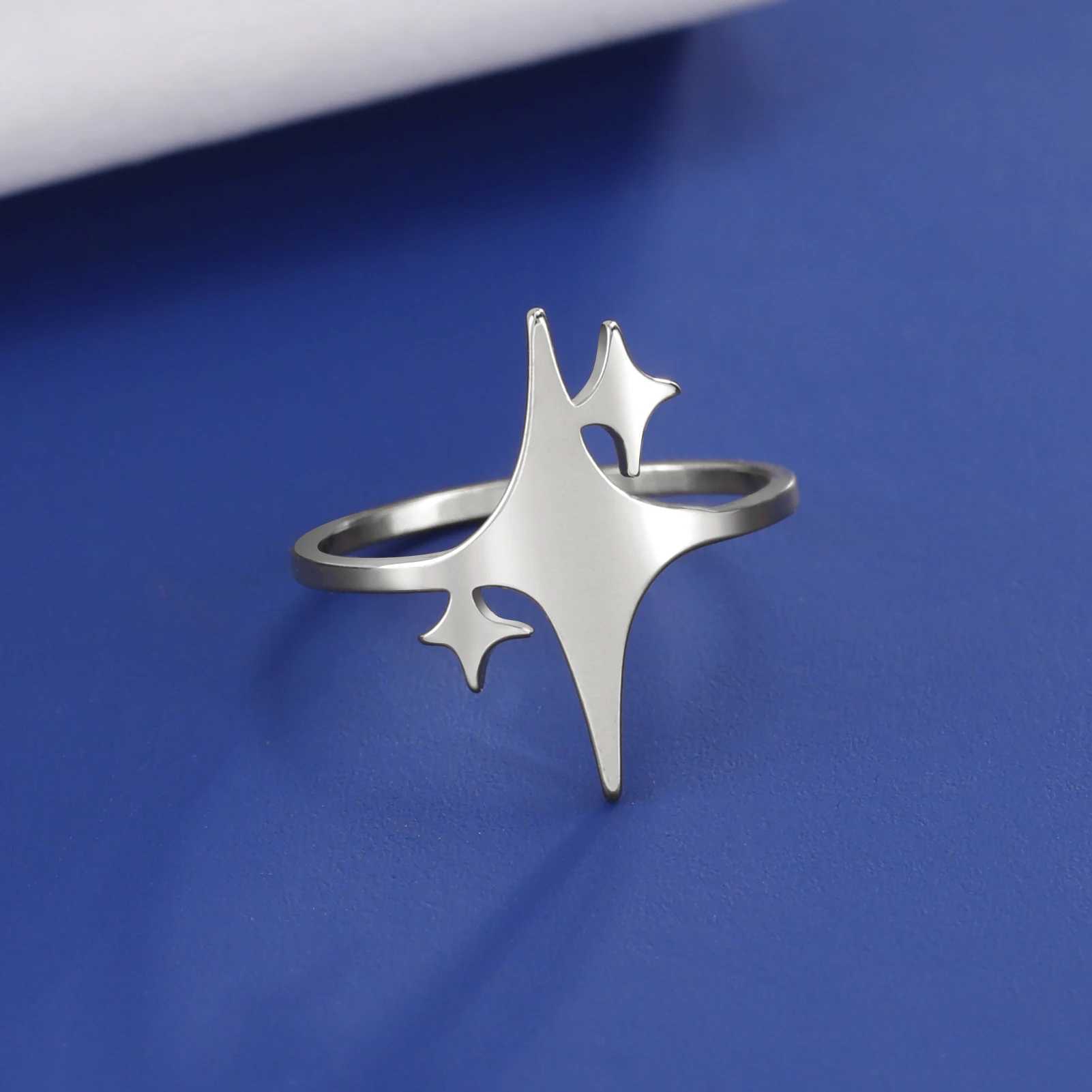 Eheringe Skyrim vier spitze Star Ring Edelstahl Boho Minimalist Band Rings Mode Kpop Schmuck Geburtstagsgeschenk für Liebhaber Freunde