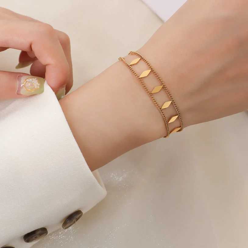 Bracelet 316l en acier inoxydable Nouvelle mode bijoux haut de gamme minimalisme japon japon corée souder rhombus bracelet chaîne bracelet bracelet for women