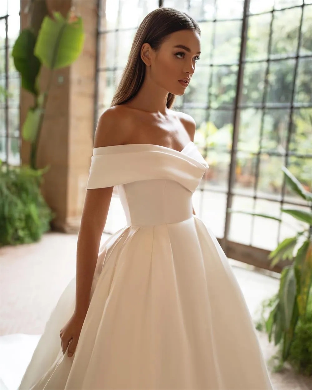 Eleganti abiti da sposa 2024 da abiti da sposa spalla la sposa sexy raso una linea Vestidos de nolia