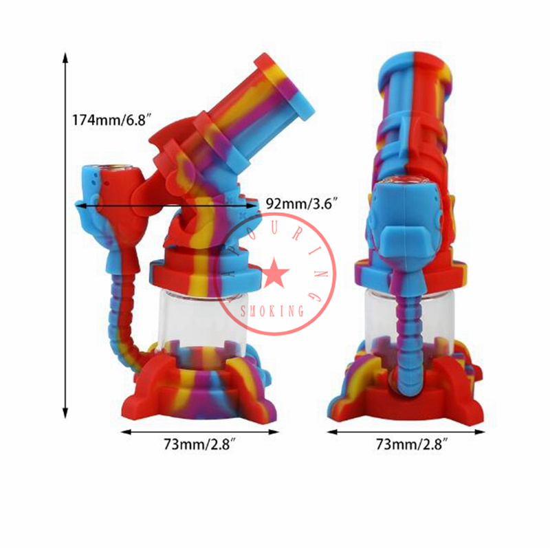 Neue bunte Silikonglas Bong Shisha Shisha Rauchen Wasserpfeiler Bubbler -Rohre Filter Ninhales Herb Tobacco Oil Rigs Schüssel tragbare Ständer Design Zigarettenhalter