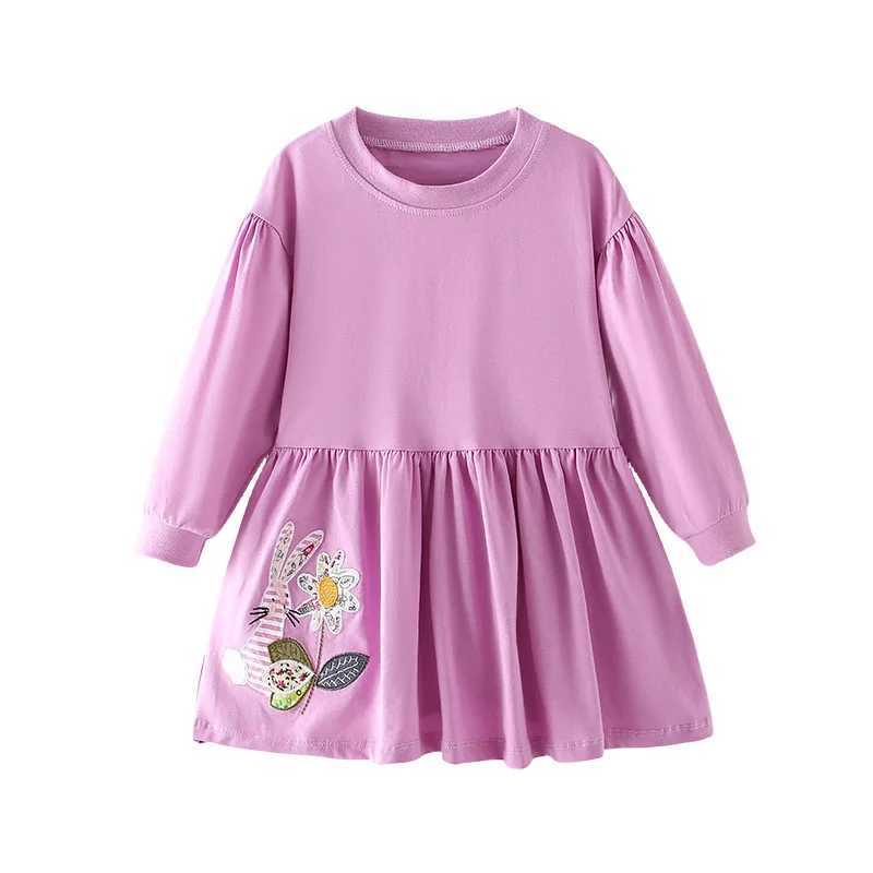 Robes de fille sautant les compteurs 2-7t princesse femme automne et hiver pour enfants vêtements animaux broderie pour enfants fête