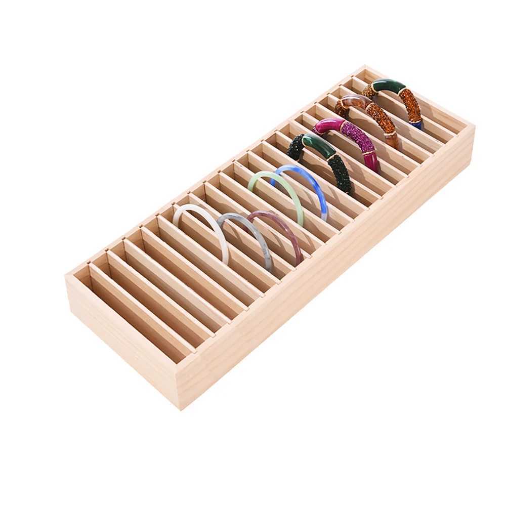 Jewelry Tray Wooden Hair Hoop Display Stand Headband Storage Organizer Rack Bangle Bracelet Holder Detachable Counter Jewelry Showcase