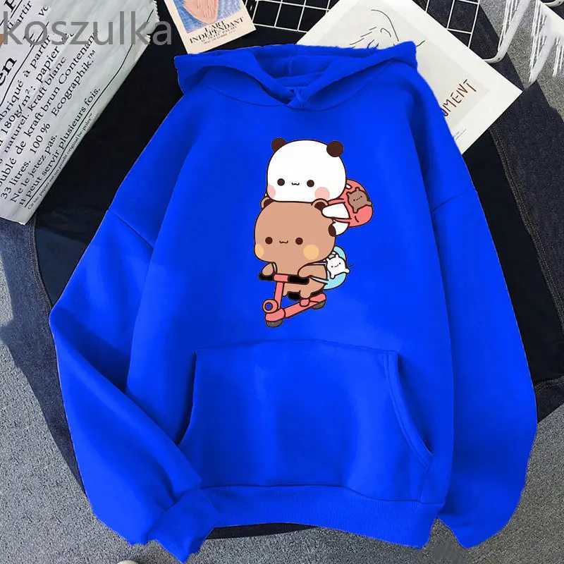 Men's Hoodies Sweatshirts Women Kawaii Panda Bear Bubu and Dudu Hoodie Cute Couple Are Doing Exercise Sweatshirt Girls Pocket Clothes Men Tops Long Slve T240507