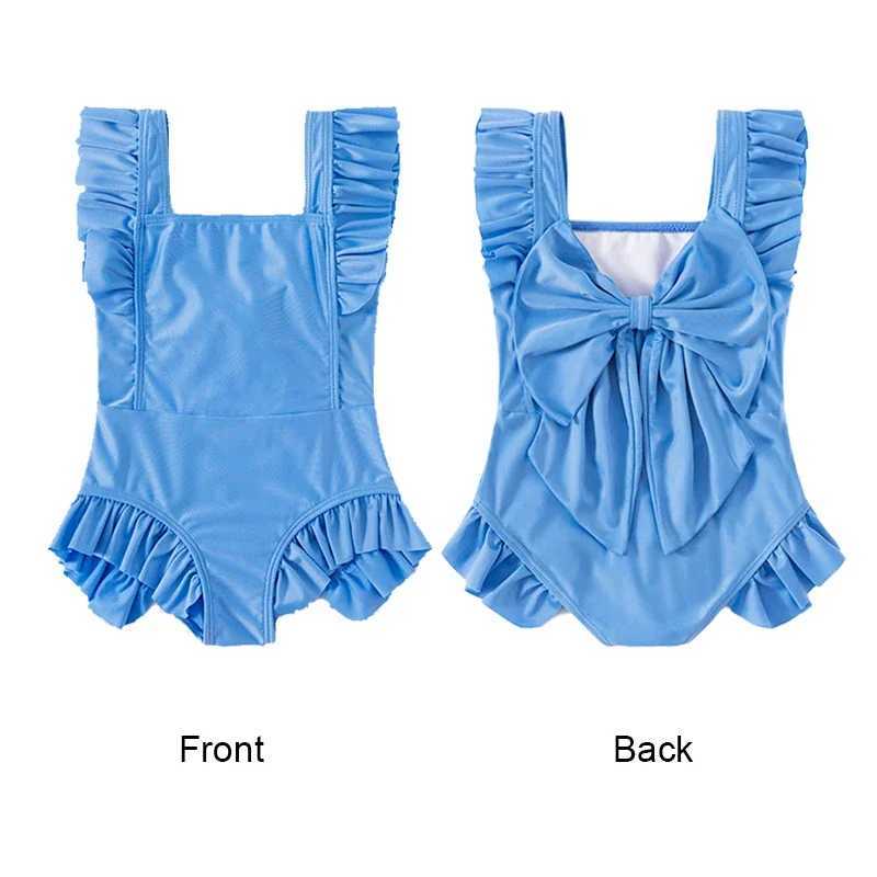 Pieces Ldren Swimsuit fofo e moda de maiô all-in-one para garotas de verão de 2 a 10 anos de meninas de bow bow swimsuit h240508
