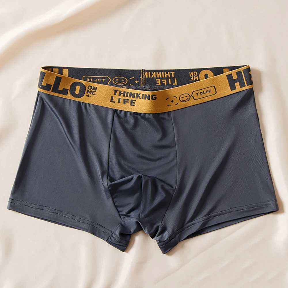 Underpants Boxer Shorts Ice Silk Mens Underwear Summer Breathable Underpants U Convex Lingerie Breathable Sexy Panties Y240507