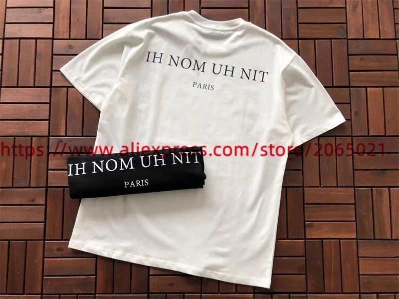 T-shirts masculins masque bleu homme peinture ih nom uh nit paris t-shirt mascules femmes hautes Quty lâche noir blanc short slve t240508