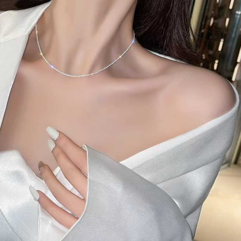 S925 sterling silver starry sparkling necklace for womens jewelry high-end collarbone chain cauliflower neck chain