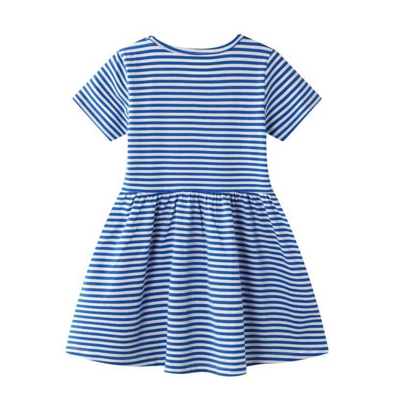 Vestidos de garotas pulando medidores de 2-7t Princess Dress Baby Decal Rainbow Festa fofa menina tutu Dress Cotton Stripe Childrens Girl Dressl2405