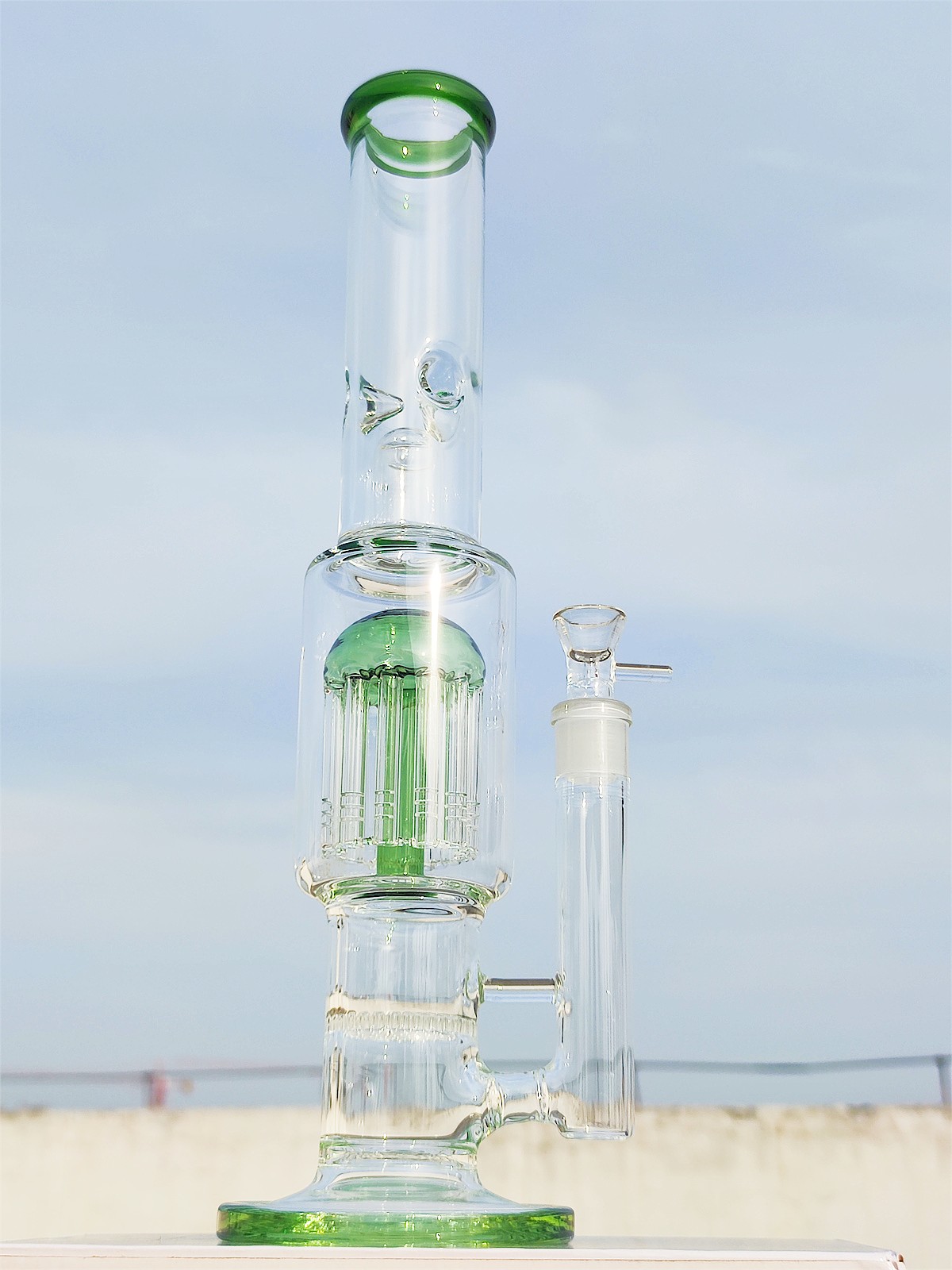 Glass de vidrio de 16 pulgadas con espesor de 9 mm Cattador de hielo verde pesado Filtro de medustación Hookah Glass Bong Dab Rig Recycler Bongs de 14 mm Almacenamiento de EE. UU.