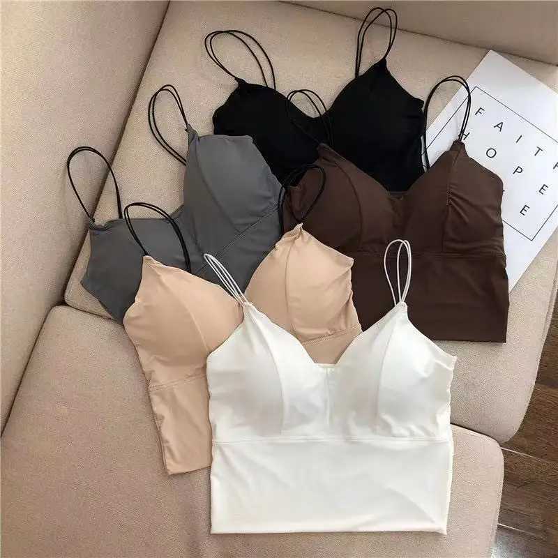 Tanks pour femmes Silk Ice Silk pour femmes Summer Souffable Comfort sous-vêtements Filles Crops Crops Vest Female Black Sexy Tube Tops Bras blancs