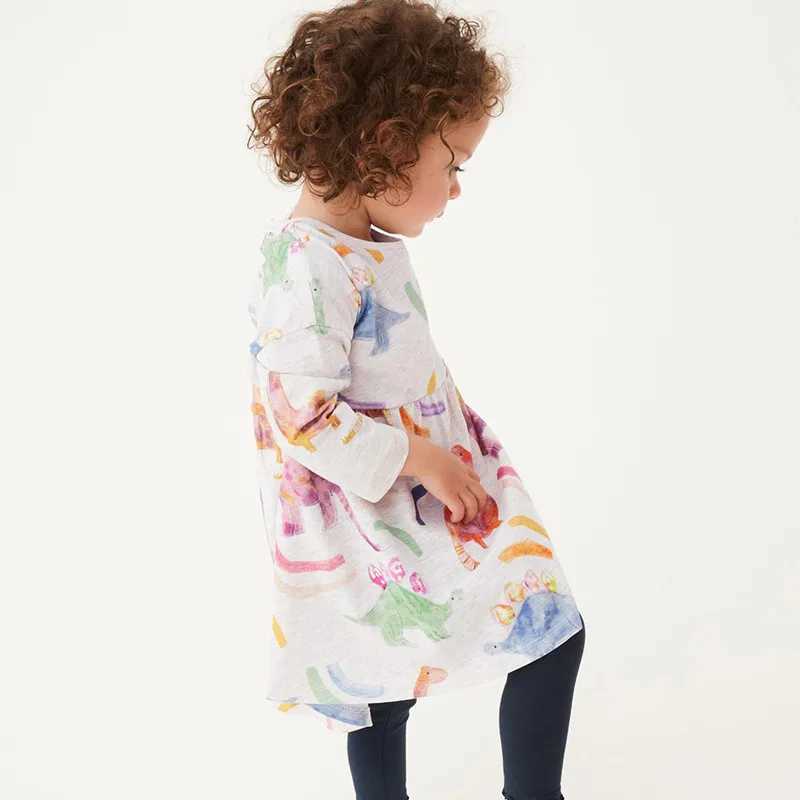 Robes de fille sautant les mètres nouveaux dinosaures d'arrivée imprimer les robes d'anniversaire à manches longues pour les enfants vestiment