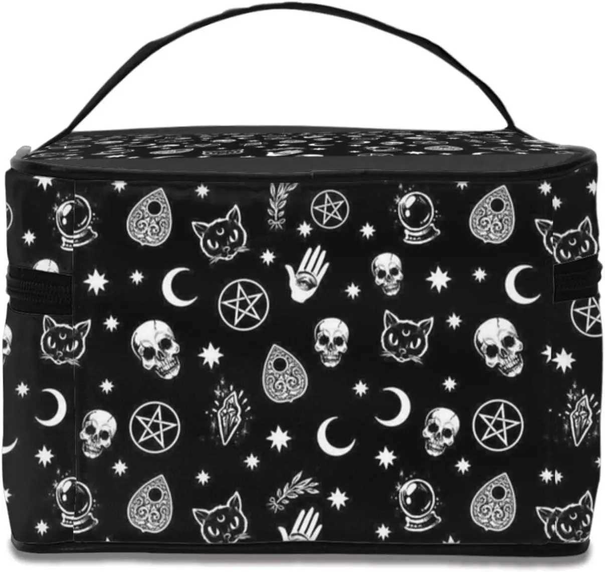 Cosmetische tassen Moon Gothic Patroon Dames reismake -uptas draagbare trein make -updoos met handheld Organizer kunstenaar opslagtoilettas D240425