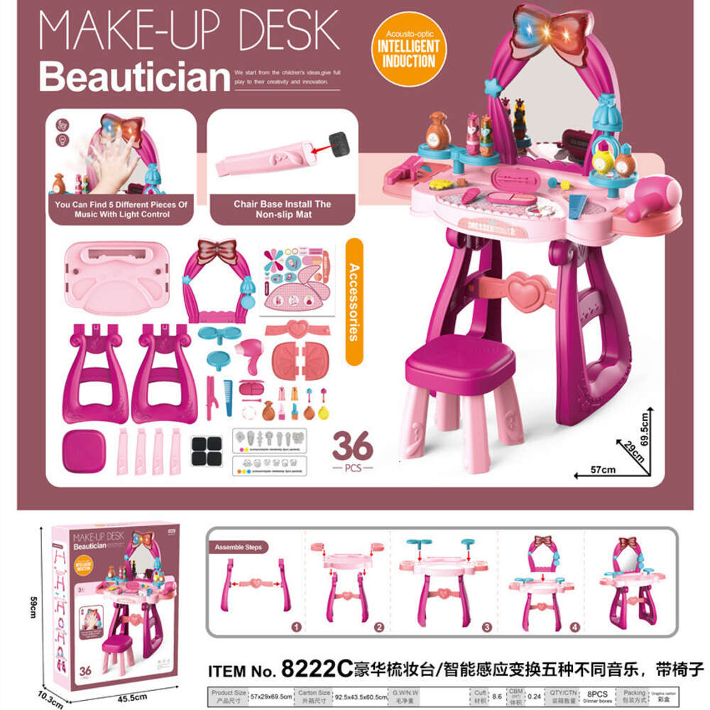 Kindereinführung Music Girl's Dressing Tischzubehör Set Simulation tun vor, dass Haushalts-Make-up-Spielzeuge spielen