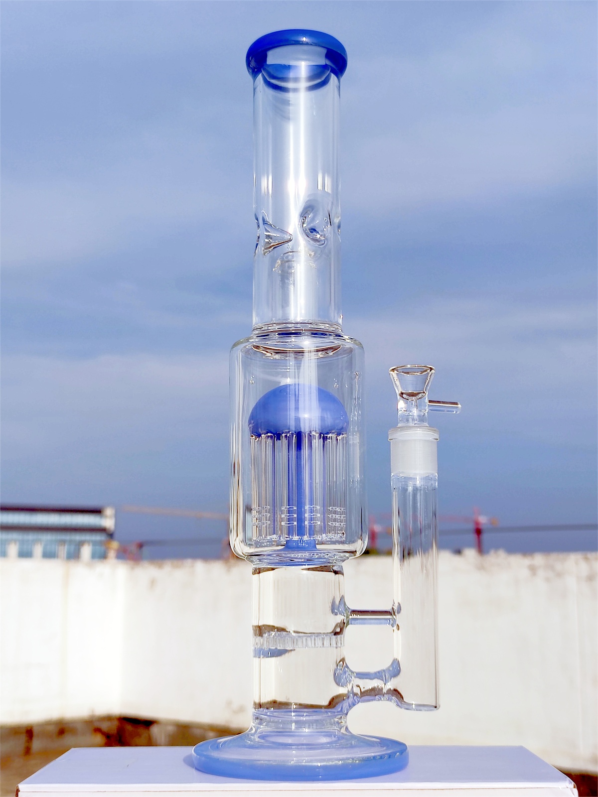 16 -calowy groźny bong 9 mm grubość ciężka lodowa galaretka Filtr Hookah Glass Bong Rig Rig Rett Water Bong 14 mm Warehouse US Warehouse