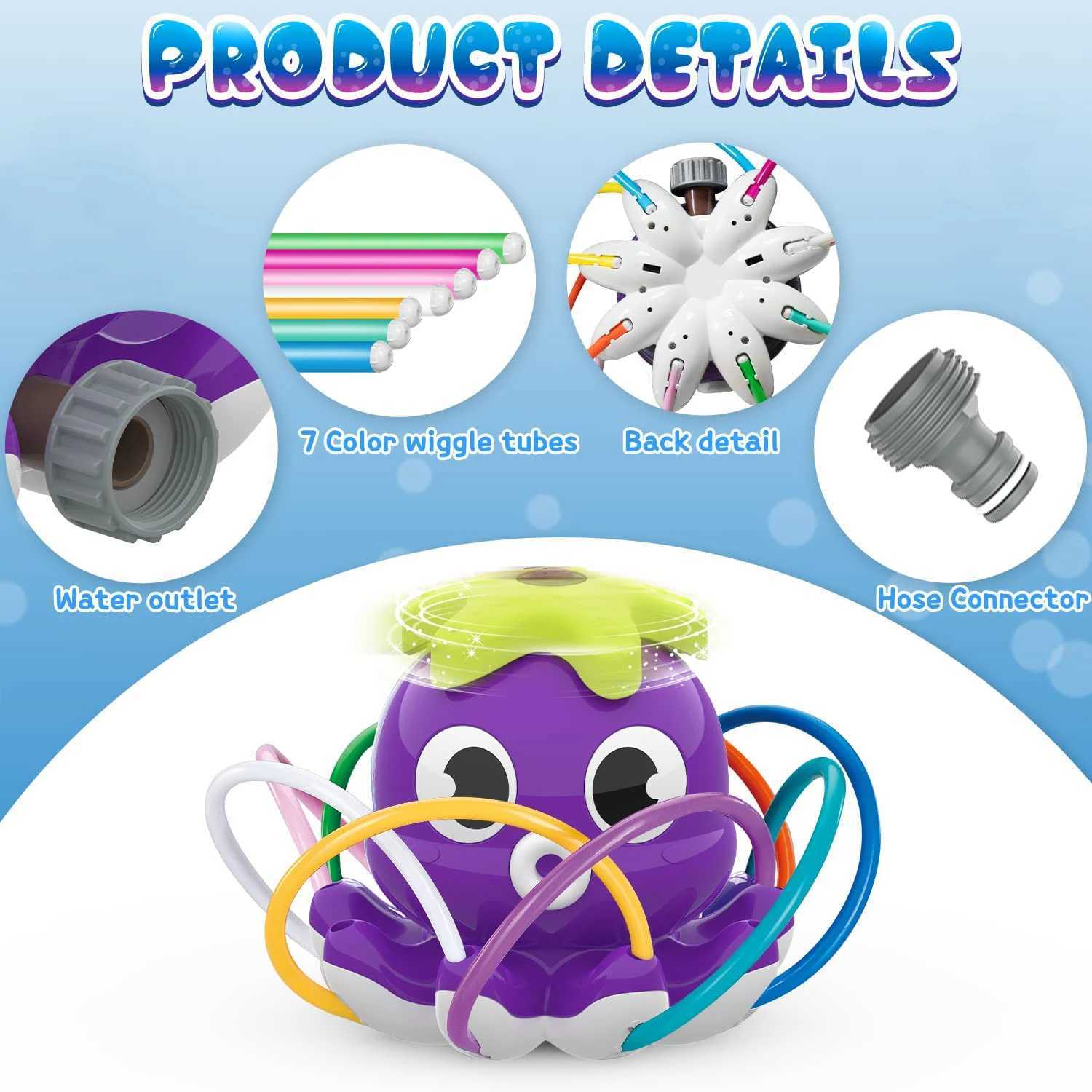 Jouets de bain Outdoor Octopus Water Sprinkler Toys Backyard Garden Water Toys Lawn Summer Yard Cartoon Splash Sprinkler Baby Bath Bath Toy for Kids D240507