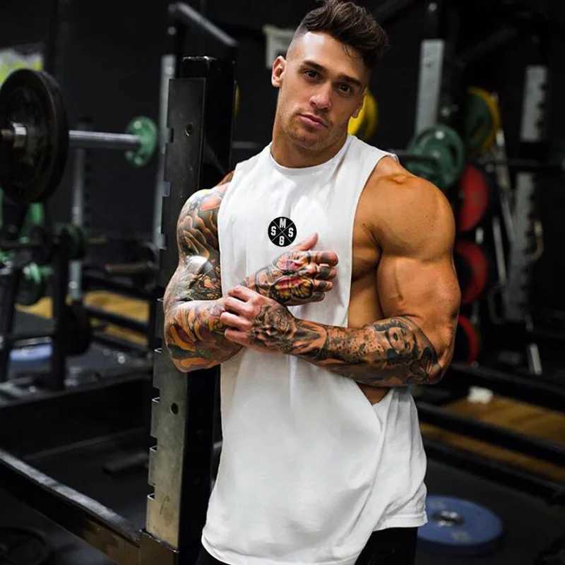 Men's Tank Tops Muscleguys Mens Gym Clothing Workout Tank Tops Fitness Bodybuilding Low Cut Armholes Vest Muscle Singlets Activewear Tanktop Y240507LRZQ