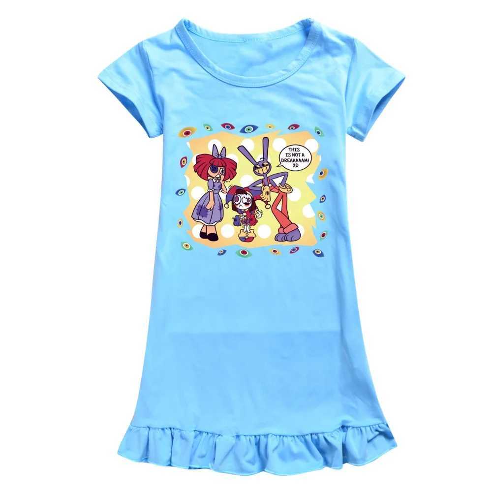 Pyjama's Amazing Digital Circus Girl Dress Nieuwe Summer Childrens Cartoon Pyjamas Jeugdavondjurk Baby Night Dress Childrens Clothingl2405