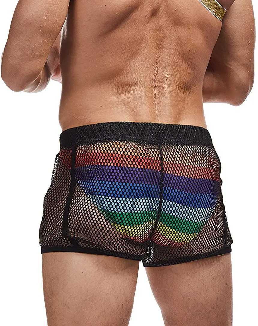 Shorts pour hommes Aimpact Mens Mesh Shorts Lounge Sous-vêtements Boxer Shorts Couvre T240507