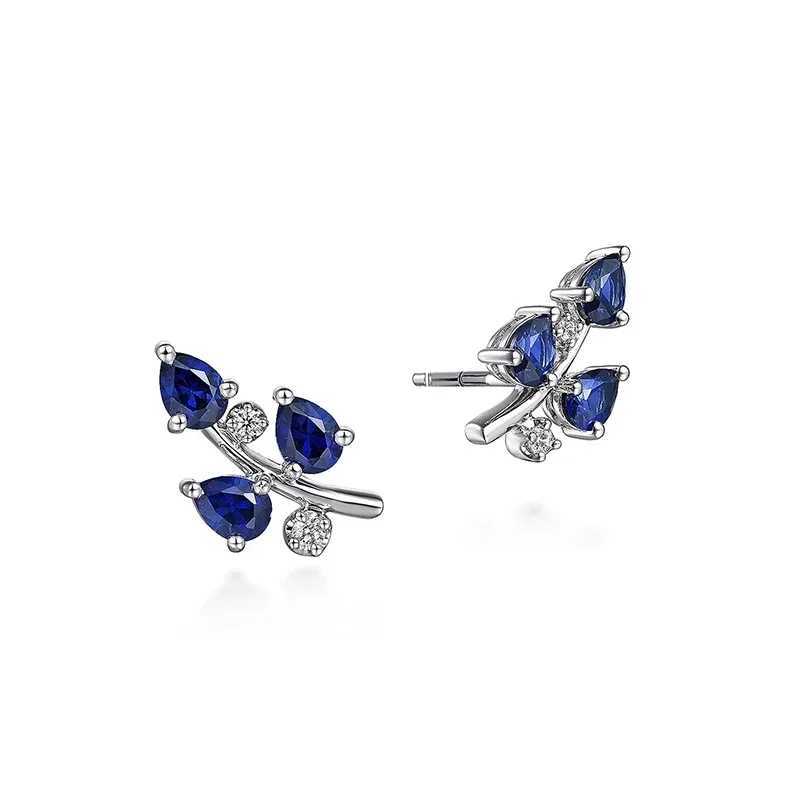 Hengstemperlblau blau kubische Zirkonia -Ohrringe für Frauen täglich perforiertes Accessoires tragen exquisite Mädchen modischer Schmuck Q240507