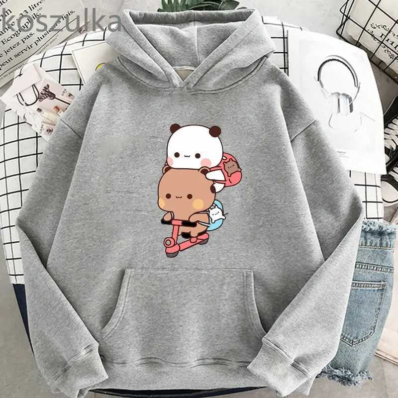 Men's Hoodies Sweatshirts Women Kawaii Panda Bear Bubu and Dudu Hoodie Cute Couple Are Doing Exercise Sweatshirt Girls Pocket Clothes Men Tops Long Slve T240507