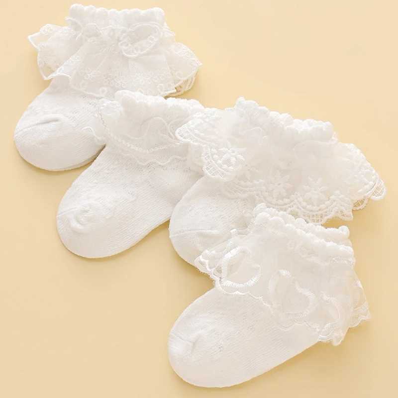 Meias para crianças Princesa renda meias florais de bebê para meninas criança fofa de babados brancos Anti-esquili-meias crianças dançando meias casuais infantil meias