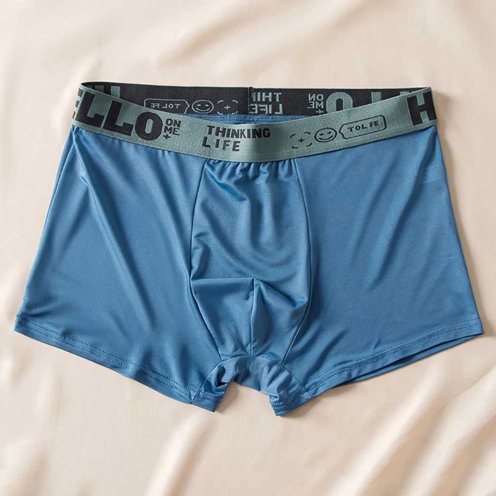 Underpants Boxer Shorts Ice Silk Mens Underwear Summer Breathable Underpants U Convex Lingerie Breathable Sexy Panties Y240507