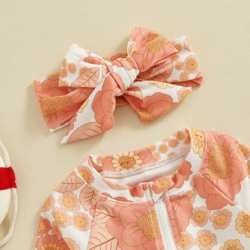 Pennellati da bagno bambina un po 'da bagno bambini a maniche lunghe estate costumi da bagno e fascia la fascia da bagno il bagno da bagno da bagno H240508