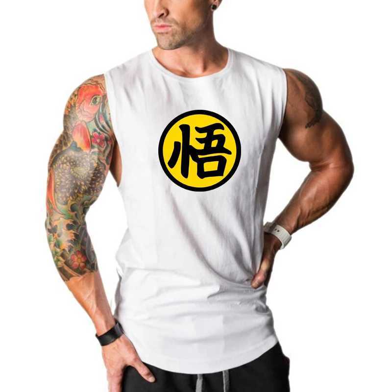 Herren -Tanktops Japanische Anime Wu Schriftart Funnory Fitnessstudio Kleidung Herren Sport Tanktops Fitness Weste Bodybuilding Slveless Shirt Muscle Singlets Y240507