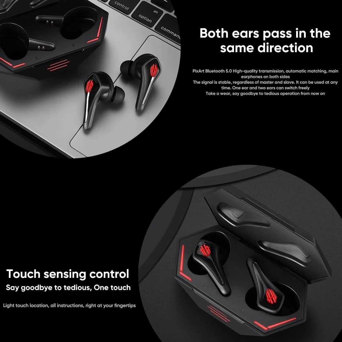 Mobiltelefonörlurar Original Global version Nubia Redmagic TWS Gaming Earphones Wireless Bluetooth CyberPods Redmagic DAO TWS Earphones 39ms Low Latency J240508