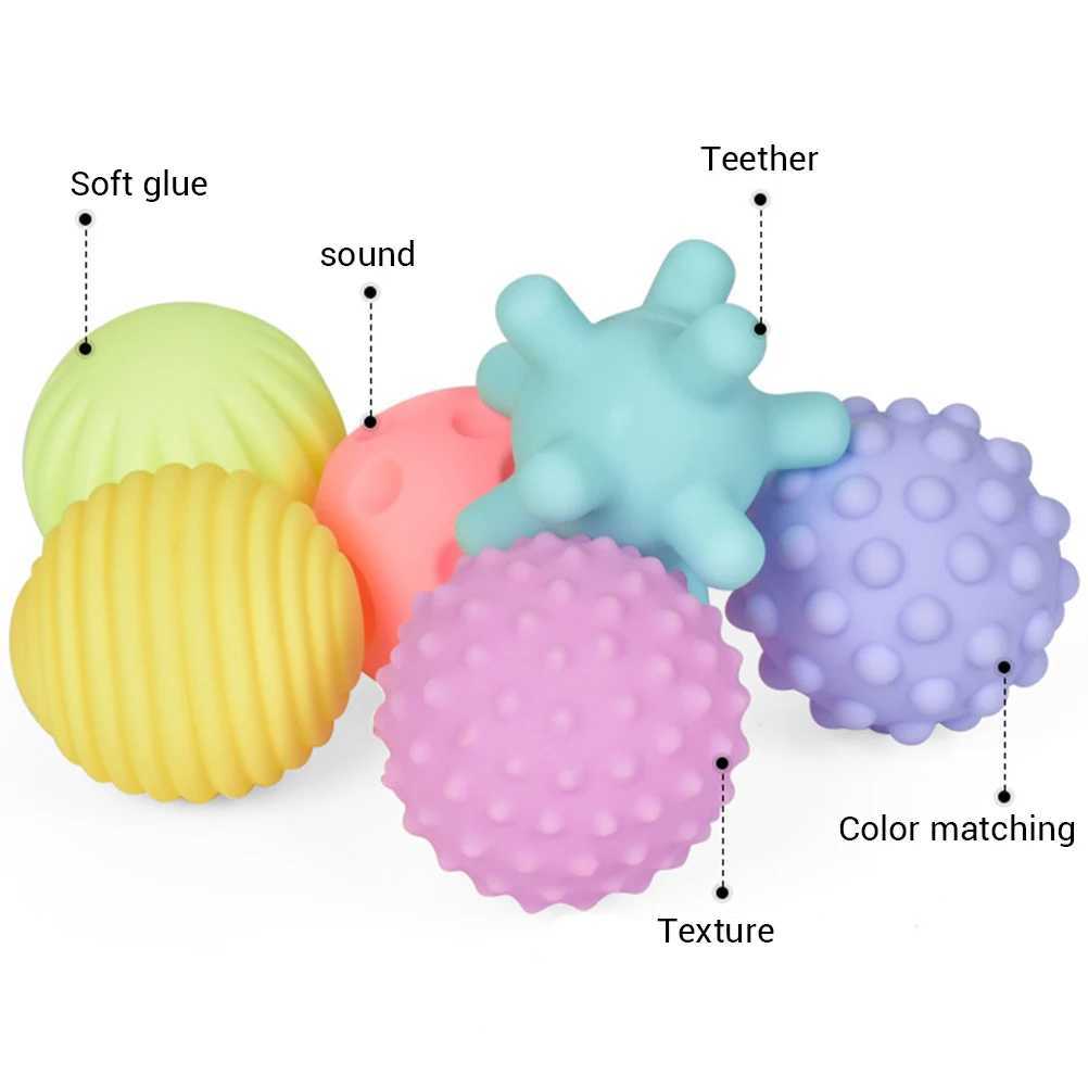 Bath Toys Baby Bad Spielzeugssenorische Sensorische Kugeln Set textured Hand Touch Griff Massagekugel Infant Taktil Sinne Entwicklung Spielzeug für Babys D240507