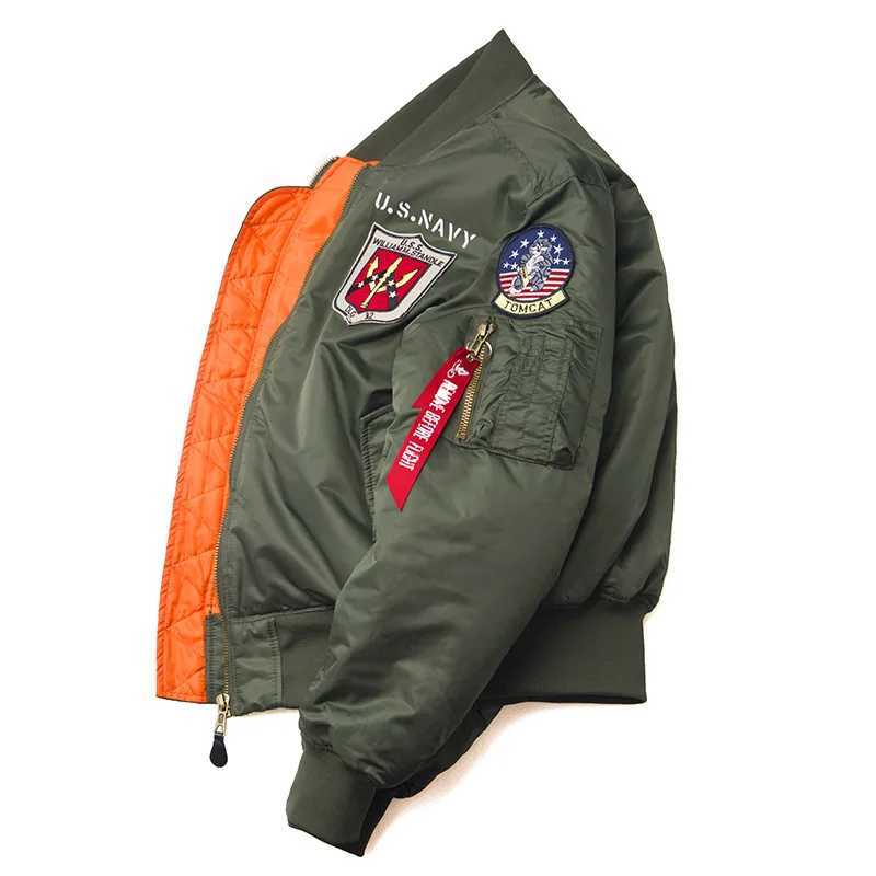 Men's Jackets 2023 Winter Top Gun Bomber Flight Jacket Windproof Water Resistant MA-1 Air Force Army Vintage Pilot Motorcycle Aviator Varsity T240507