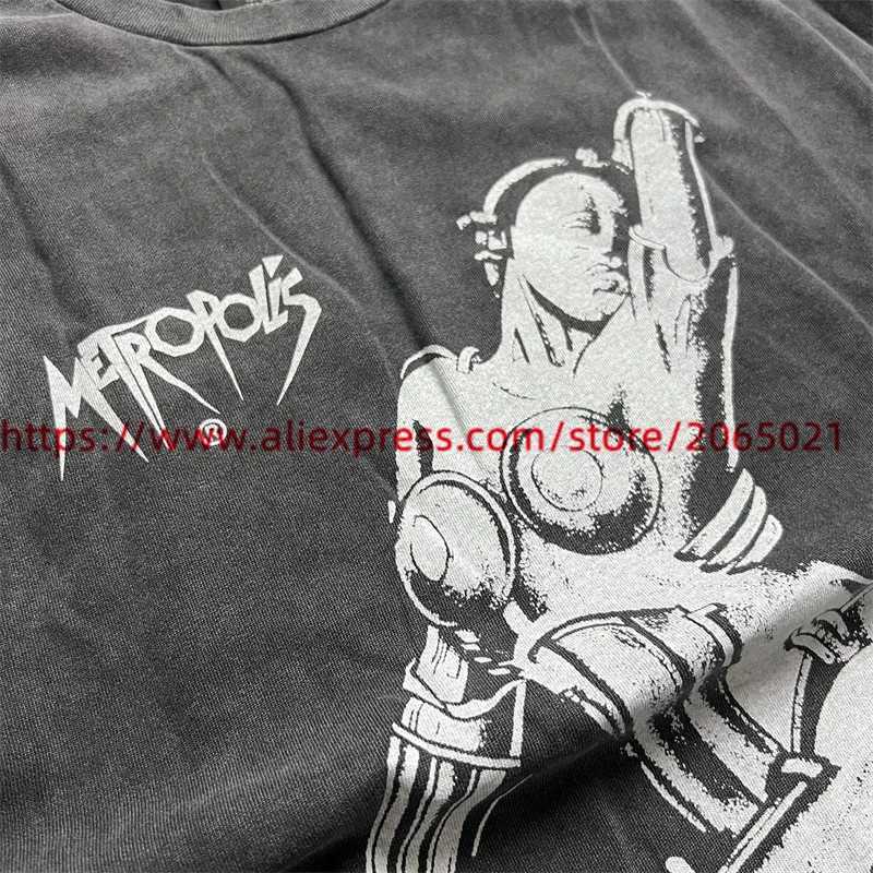 Herren T-Shirts Saint Metropolis Vintage T-Shirt Männer Frauen 1 1 Bester Quty-Roboter-Druck T-Shirt Top TS T240508