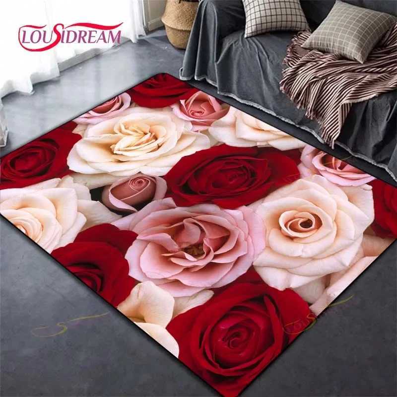 Tapis exquis rose imprimé tapis salon salon anti-skid tapis mères de chambre à coucher photographie accessoires