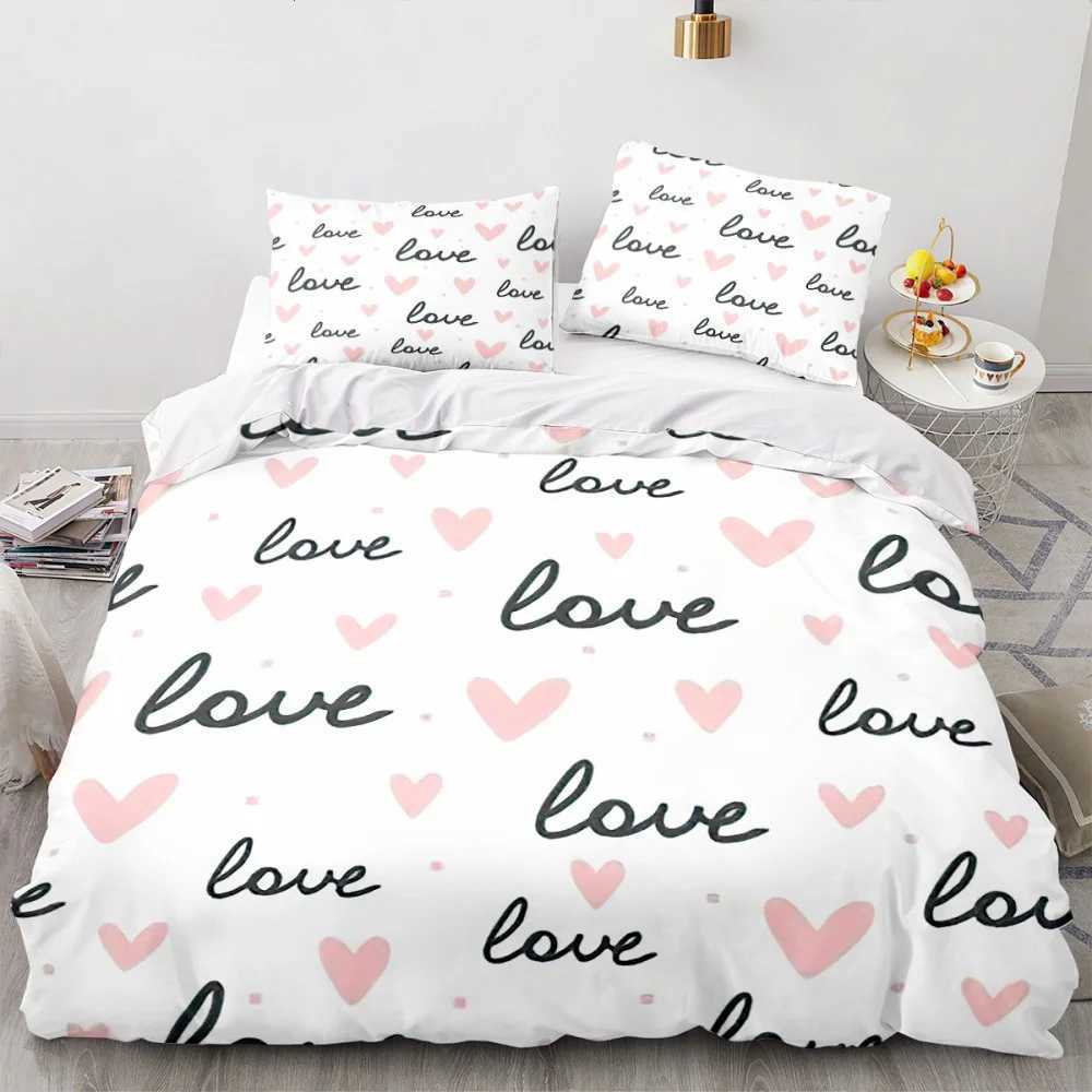 Bedding sets Love Heart Duvet Cover Luxury Romantic Theme For Couple Valentines Day Gifts Microfiber Bedroom Decoration Women Gifts Queen J240507