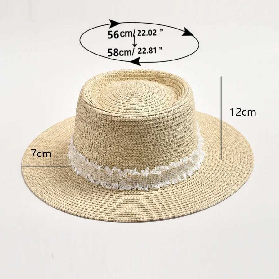 Weitkrempeln Hüte Eimerhüte Neue Hut für Frauen Sommer Strohhalm Sun Hut Ladies Mode Flach Krempfeiertag Beach Hut Chapeau Femme Großhandel T240508