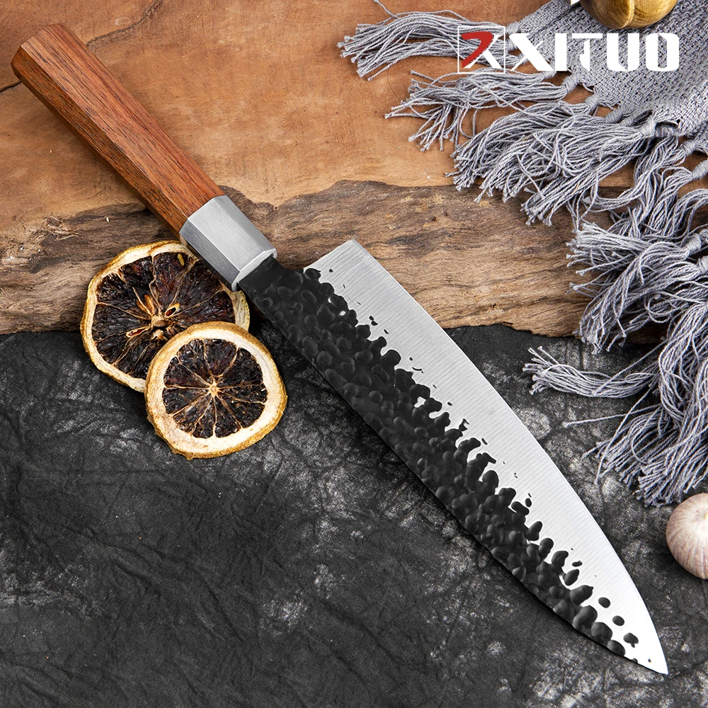 Xituo Professional 8 inch chef-kok mes ultra-sharp keuken Cleaver mes smeden hoog koolstofstaal kookmessen achthoekige handgreep