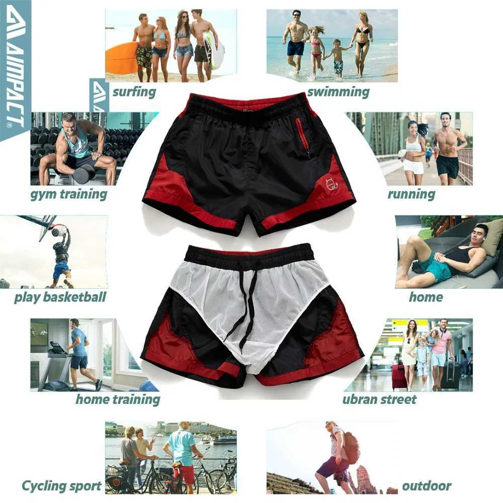 Shorts masculinos aimpact praia praia rápida tábua de homens secos com revestimento e zíper shorts shorts shorts swim swim sd02 t240507