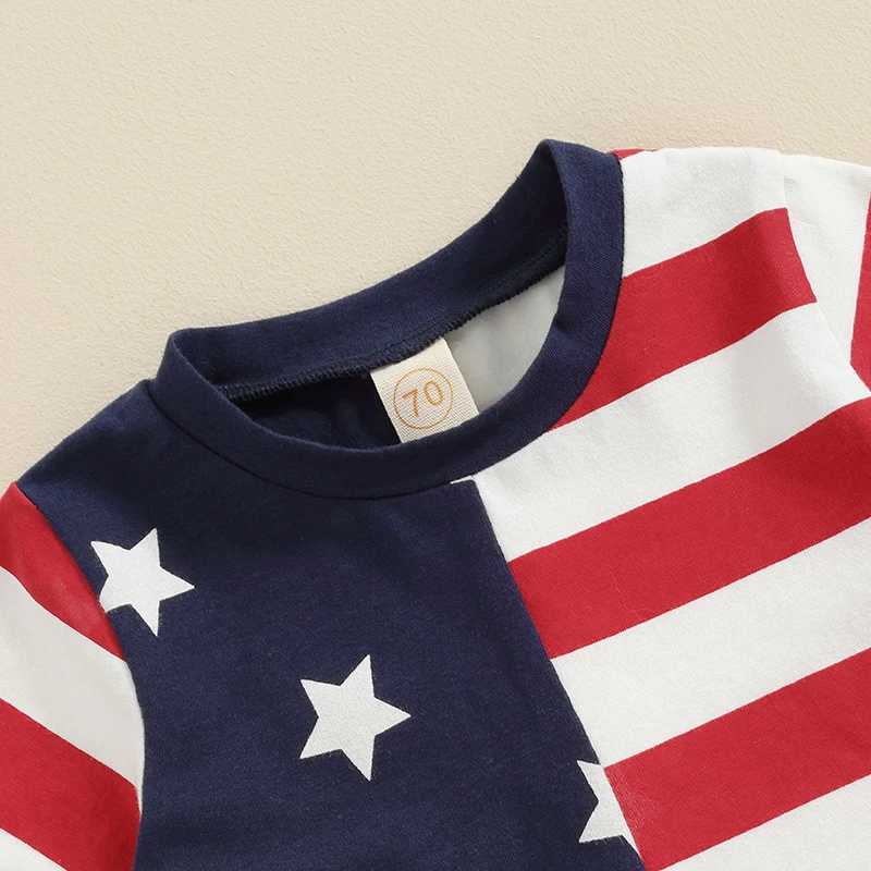 Clothing Sets Toddler Baby Boy Girl 4th of July Outfit Stars and Stripes Short Sleeve Shirt Shorts Set Fourth of July Clothes H240508