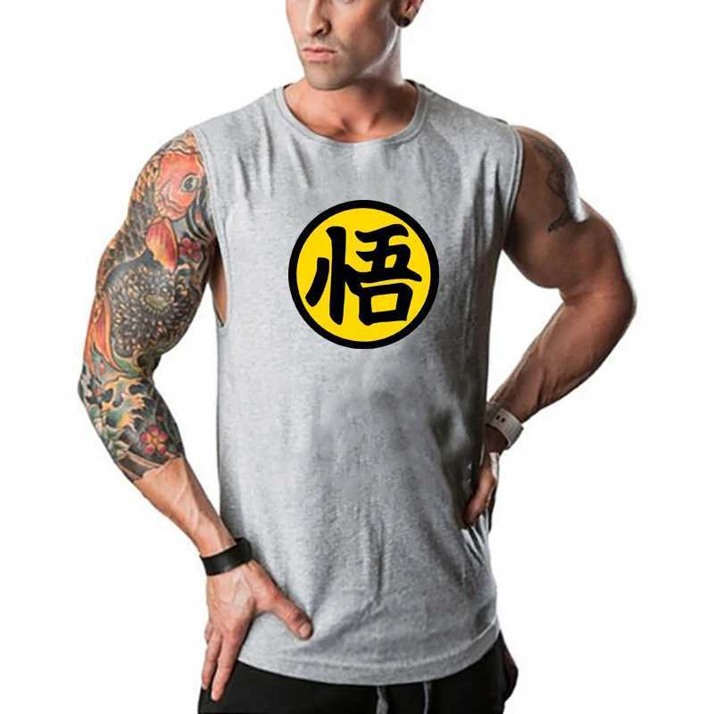 Herren -Tanktops Japanische Anime Wu Schriftart Funnory Fitnessstudio Kleidung Herren Sport Tanktops Fitness Weste Bodybuilding Slveless Shirt Muscle Singlets Y240507