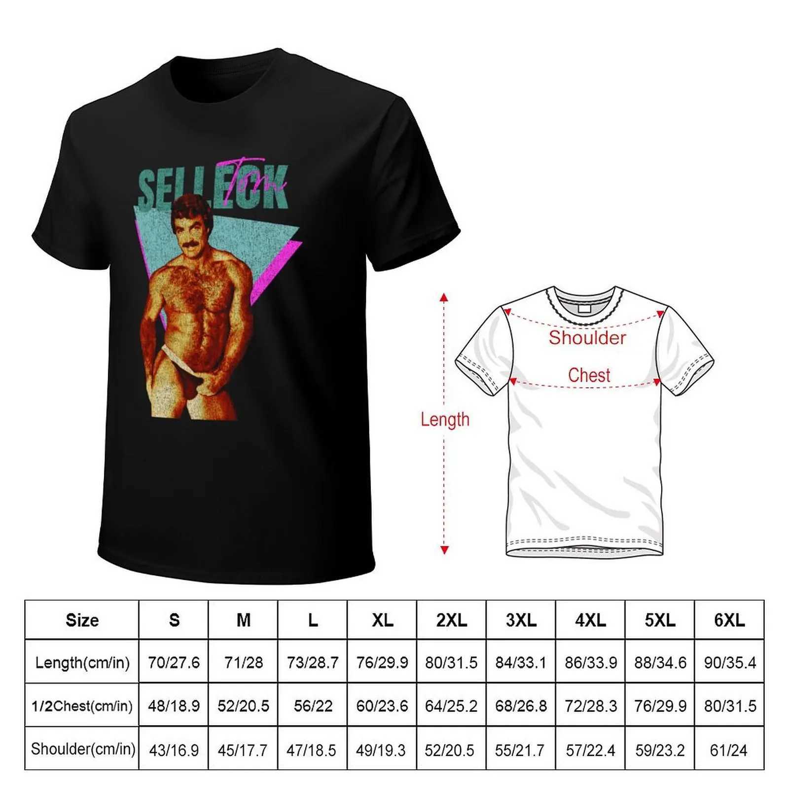 Herren-T-Shirts Retro Distressed Tom Selleck T-Shirt Koreanische Mode süße Top Kawaii Kleidung Herren T-Shirtl2405