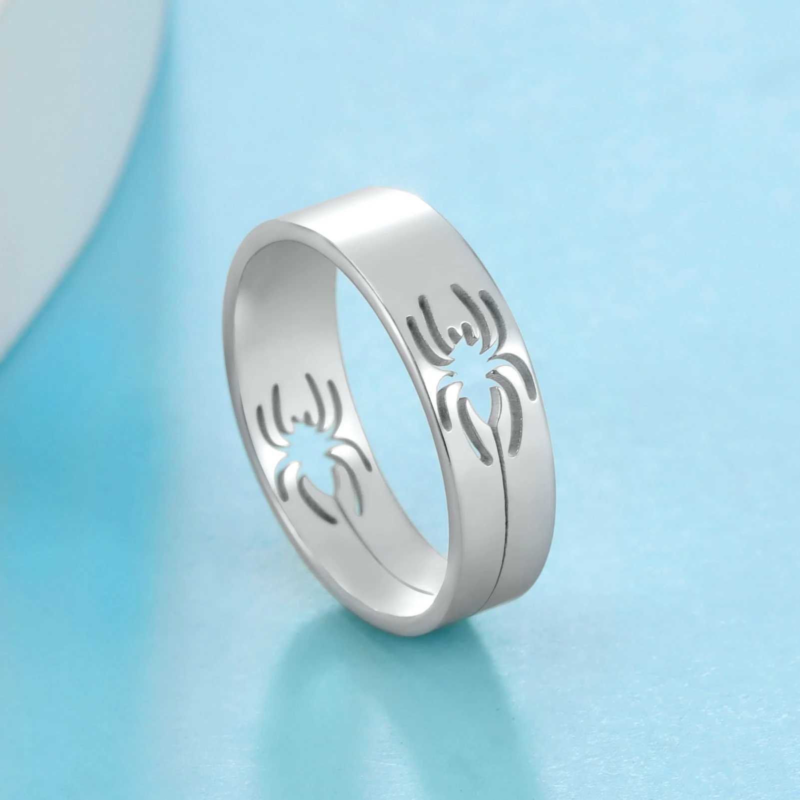 Wedding Rings Skyrim Stainless Steel Spider Ring for Men Women 6MM Wide Finger Rings 2024 Hip Hop Punk Jewelry Birthday Gift for Lover Friend