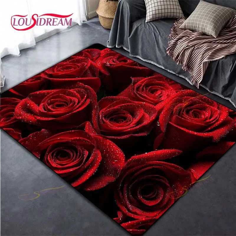 Tapis exquis rose imprimé tapis salon salon anti-skid tapis mères de chambre à coucher photographie accessoires