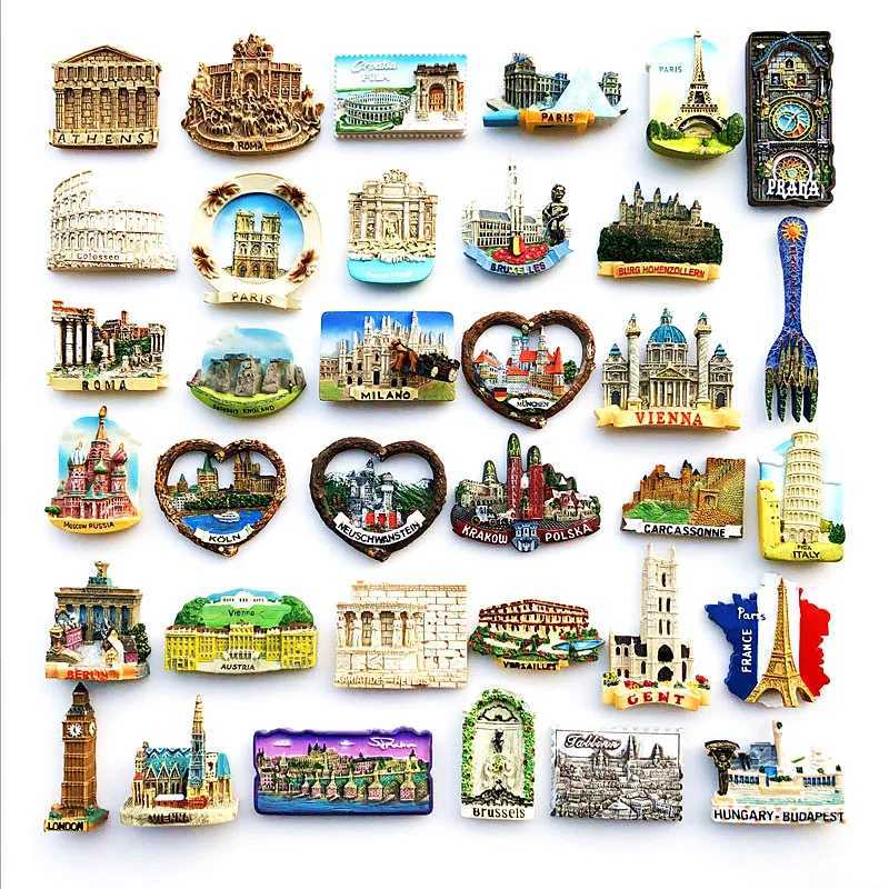 Maiailleurs FRIDGE MAGNANCES DE RESIN COUNTRAL MAGNANCES CRÉATIF FRIGET MAGNET SOUVILIR BELGIO Italie France Pologne 3D Artisanat